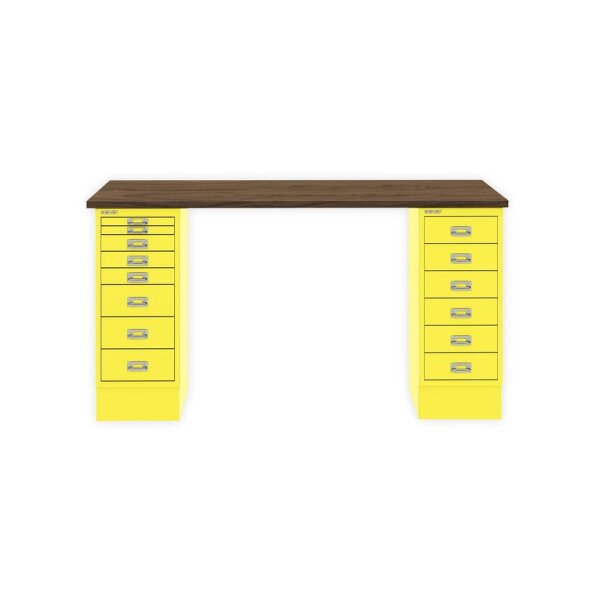Bisley MultiDesk MD1468NW641, 641 zinkgelb, NW natur nussbaum, 740 x 1400 x 600mm (HxBxT)