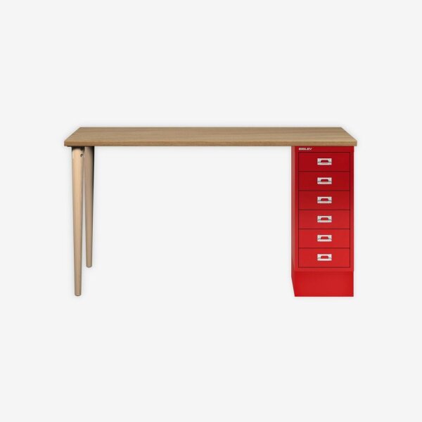 Bisley MultiDesk MD146W018670, 670 kardinalrot, 018 kendal Eiche natur, 740 x 1400 x 600mm (HxBxT)